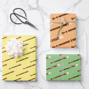 Flute Woodwind Musical Design Wrapping Paper Sheet