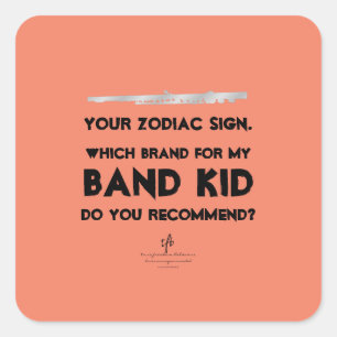 Flute Your Zodiac Sign Anti-ISO Salmon Square Sticker