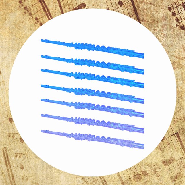 Flutes Blue Ombre Pattern Classic Round Sticker (Stickers that have a pattern of flutes done in blue ombre)