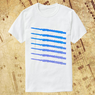 Flutes Blue Ombre Pattern T-Shirt