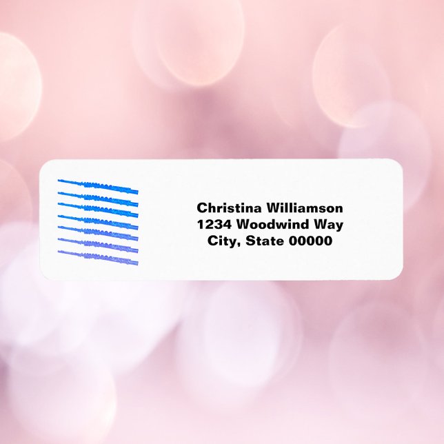 Flutes Blue Personalise Return Address (A return address label with blue flutes and text you can personalize!)