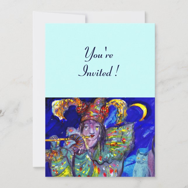 FLUTIST IN BLUE INVITATION (Front)