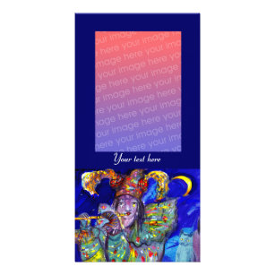 FLUTIST IN BLUE / Venetian Carnival Night Card