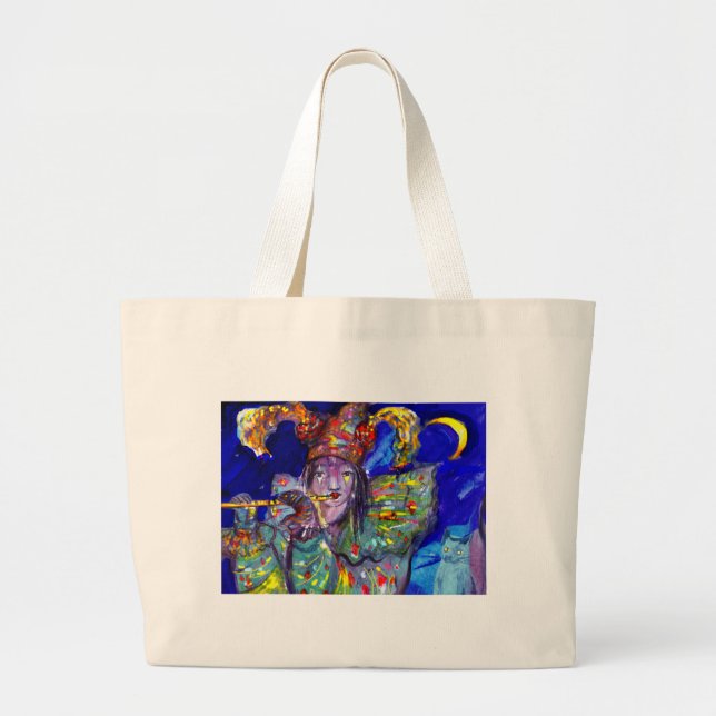 FLUTIST IN BLUE / Venetian Carnival Night Large Tote Bag (Front)