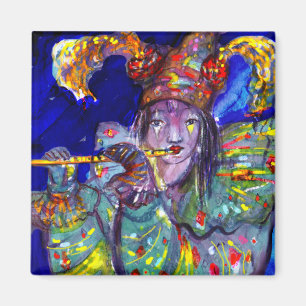FLUTIST IN BLUE / Venetian Carnival Night Magnet
