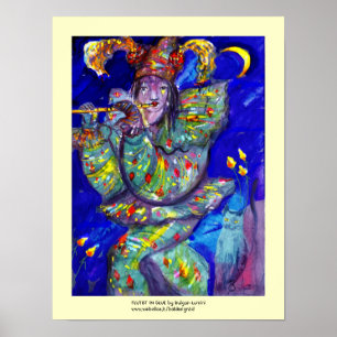FLUTIST IN BLUE / Venetian Carnival Night Poster