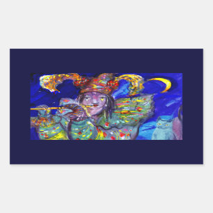 FLUTIST IN BLUE / Venetian Carnival Night Rectangular Sticker