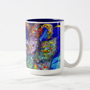 FLUTIST IN BLUE / Venetian Carnival Night Two-Tone Coffee Mug