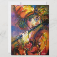 FLUTIST PORTRAIT Venetian Masquerade Gold Yellow