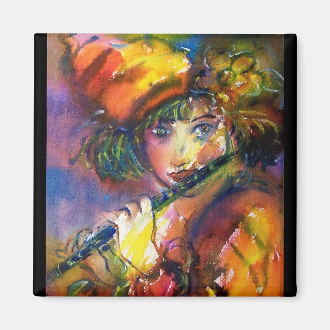 FLUTIST PORTRAIT / Venetian Masquerade Magnet (Front)