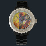 FLUTIST PORTRAIT / Venetian Masquerade Monogram Watch<br><div class="desc">Colourful , whimsical and vibrant watercolor painting in bright red, brown, yellow, orange, green colours with gold and silver foil  .</div>