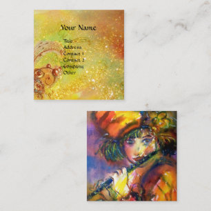 FLUTIST PORTRAIT / Venetian Masquerade Square Business Card
