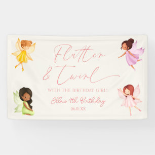 Flutter and Twirl Enchanted Fairy Birthday Party Banner