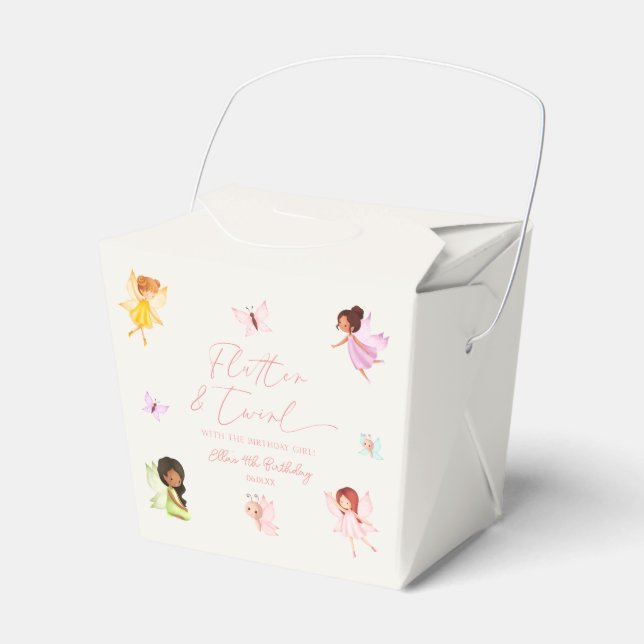 Flutter and Twirl Enchanted Fairy Birthday Party Favour Box (Front Side)