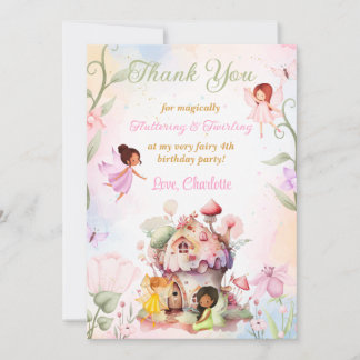Flutter and Twirl Fairy Birthday Thank You Card