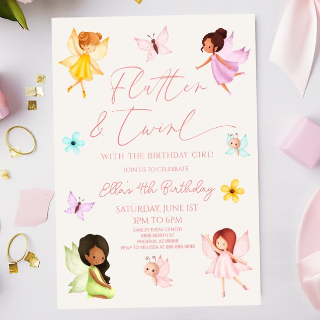 Flutter and Twirl Fairy Enchanted Birthday Party Invitation (Creator Uploaded)