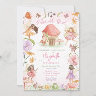 Flutter And Twirl Fairy Girl Birthday Invitation