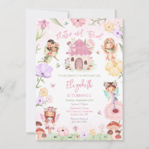 Flutter And Twirl Fairy Girl Birthday Invitation