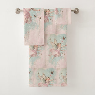 Flutter and Twirl Flower fairy girl Bath Towel Set