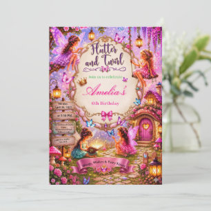Flutter and Twirl Little Fairy First Birthday Invitation