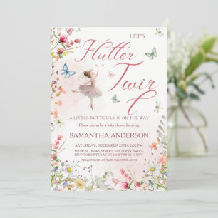 Flutter and Twirl Magical Wings Baby Shower Invitation