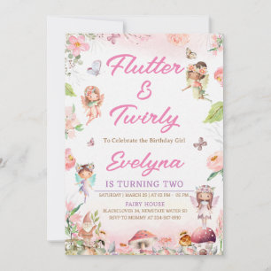 Flutter And Twirly Fairy Birthday Invitation Party