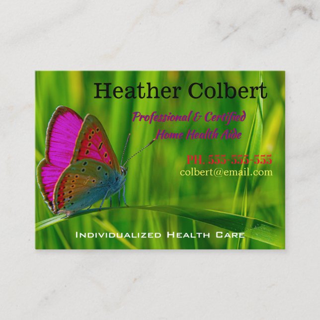 Flutter Friendly Special Caregiver  Business Card (Front)