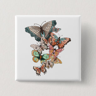 Flutter into Spring 15 Cm Square Badge