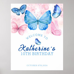 Flutter on over Butterflies Birthday Welcome  Poster