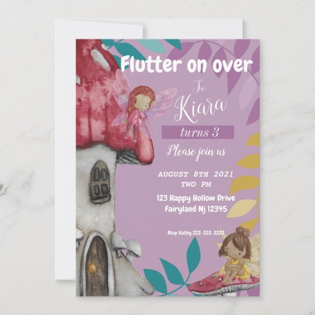 Flutter on Over Different Birthday Invitation Card (Front)