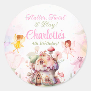 Flutter & Twirl Fairy Birthday Party Label Sticker