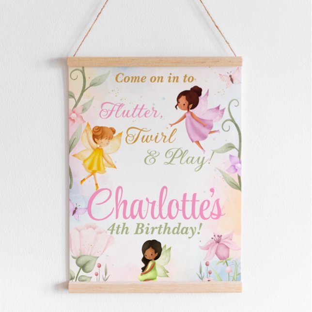Flutter & Twirl Fairy Birthday Party Welcome Sign (Creator Uploaded)