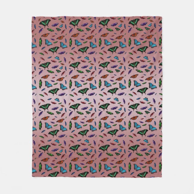 Flutterbies Fleece Blanket (Dusty Pink Mix) (Front)