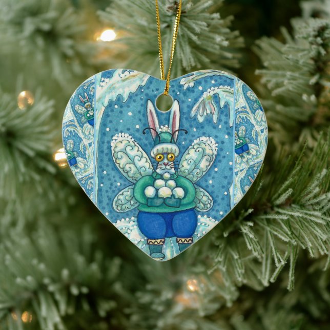 FLUTTERBUN WINTER WONDERLAND, FUNNY BUNNY RABBIT CERAMIC TREE DECORATION (Tree)