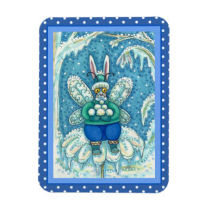 FLUTTERBUN WINTER WONDERLAND, FUNNY BUNNY RABBIT MAGNET