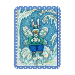 FLUTTERBUN WINTER WONDERLAND, FUNNY BUNNY RABBIT MAGNET