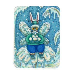 FLUTTERBUN WINTER WONDERLAND, FUNNY BUNNY RABBIT MAGNET