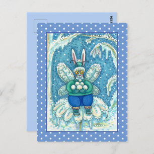FLUTTERBUN WINTER WONDERLAND, FUNNY BUNNY RABBIT POSTCARD