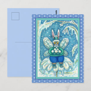 FLUTTERBUN WINTER WONDERLAND, FUNNY BUNNY RABBIT POSTCARD