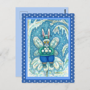 FLUTTERBUN WINTER WONDERLAND, FUNNY BUNNY RABBIT POSTCARD