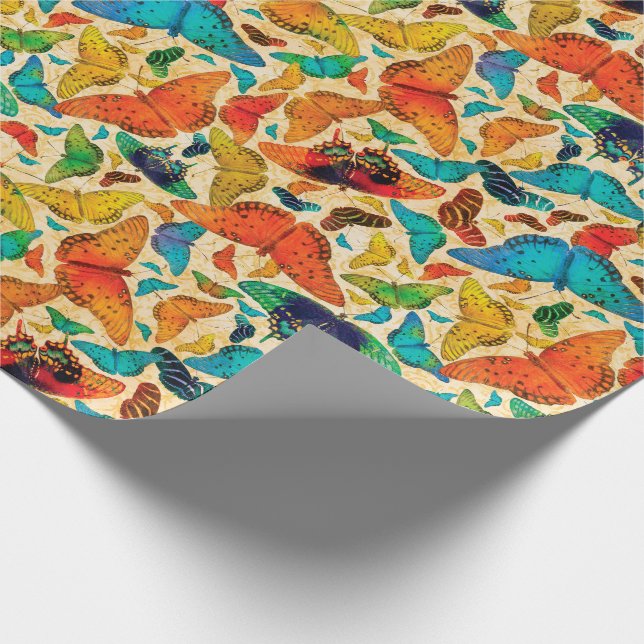 Flutterby Everyday Butterflies on Beige Wrapping Paper (Corner)
