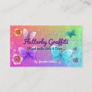 Flutterby Graffiti Jewelled AERTIST VENDOR SHOP Business Card
