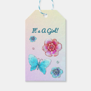 Flutterby Graffiti Jewelled ITS A GIRL BIRTHDAY Gift Tags