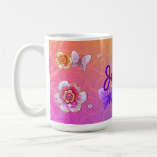 Flutterby Graffiti Jewelled PERSONALIZED Coffee Mug