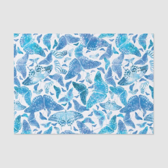 Flutterby Winter Blue Butterflies Tissue Paper (Front)