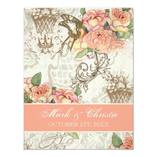 Flutterbyes 'n Roses Elegant Wedding Invitation