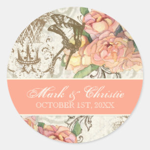 Flutterbyes 'n Roses Elegant Wedding Stickers