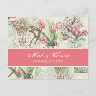 Flutterbyes 'n Tulips Elegant Wedding RSVP Card