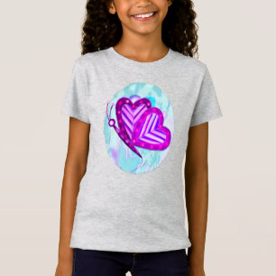 Flutterbys Valentines Folk Art KIDS ONLY Design T-Shirt