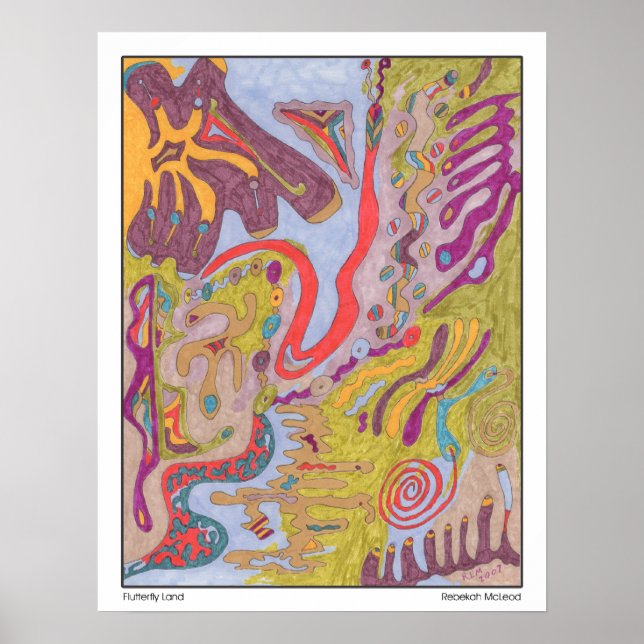 "Flutterflyland" Abstract Art Poster (Front)